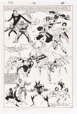 Lot 91 - SAL BUSCEMA ROM #53 COMIC BOOK SPLASH PAGE ORIGINAL ART. | Hake’s