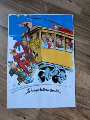 Séverin, Alec - 1 Original colour drawing - Spirou et Fantasio - Sur le tram bondé - 2018 | Catawiki