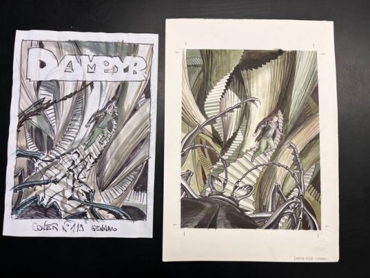 Riboldi, Enea - Couverture originale + bozzetto préparatoire - Dampyr n. 118 - 2009 | Catawiki