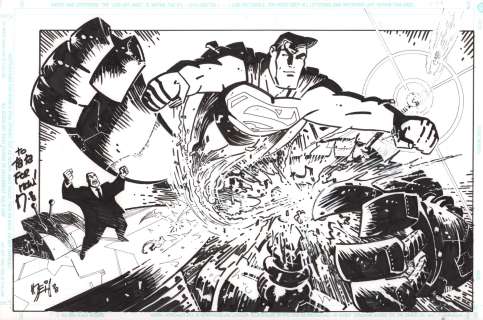 Neil Vokes - Superman & Lex Luthor Battle Commission - Signed - 1988
