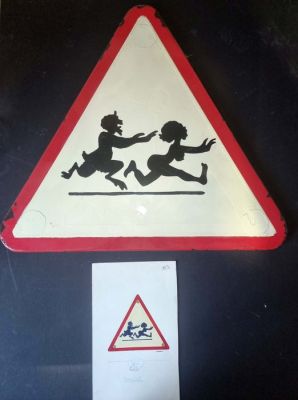 Serre, Claude - 2 Original drawing - Humour Noir - "Attention Satyre" planche originale publiée + panneau métal signé - 1979 | Catawiki