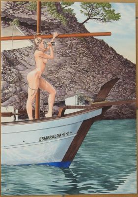 Chabane, Lounis - 1 Original colour drawing - Summertime - 2025 | Catawiki