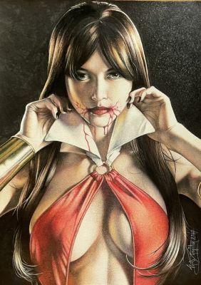 Ihsahnity (Erik Doppenberg) - 1 Original colour drawing - Vampirella - 2017