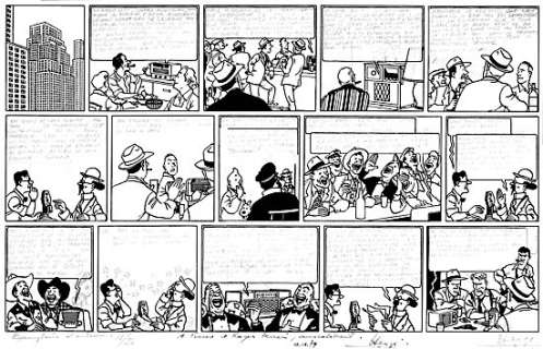 Hergé | Fac-similé de la planche inédite d’Objectif Lune | Artcurial