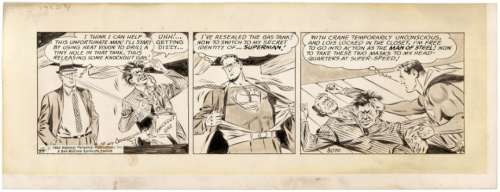 "SUPERMAN" DAILY STRIP ORIGINAL ART BY WAYNE BORING. | Hake’s