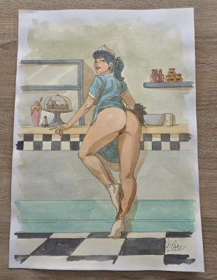 Di Caro Gabriele Original colour drawing - autre - Dessin érotique, le fruit le plus doux - 2025