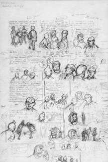 Herge - Mine de plomb recto-verso pour les planches publiées page 45 et 46 de l‘album Â«Â Vol 714 pour SydneyÂ Â», édité en 1968 aux Editions Casterman.