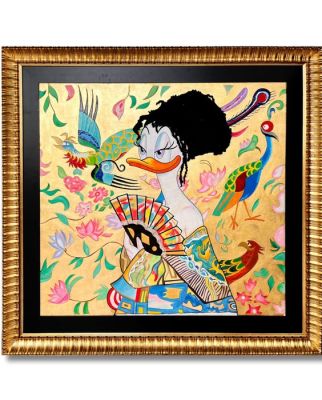 MEB Dessin & Tony Fernandez - Œuvre XXL - Daisy Duck Inspired by Gustav Klimt’s “Lady with a Fan” (1918) – Mixed Media – Hand Signed – Museum | Catawiki