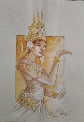 Stalner, Éric - 1 Original colour drawing - La danseuse aux dents noires | Catawiki