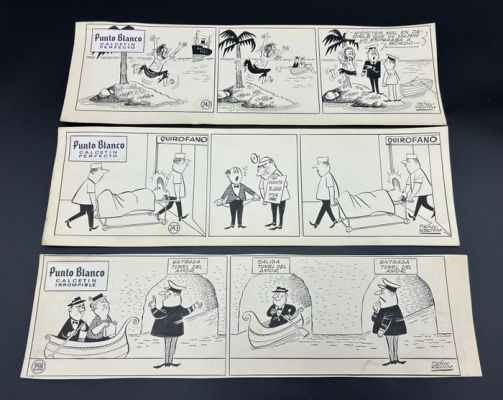 José Peñarroya - 3 Original drawing - Punto Blanco - Tres tiras publicitarias originales - 1960´s | Catawiki