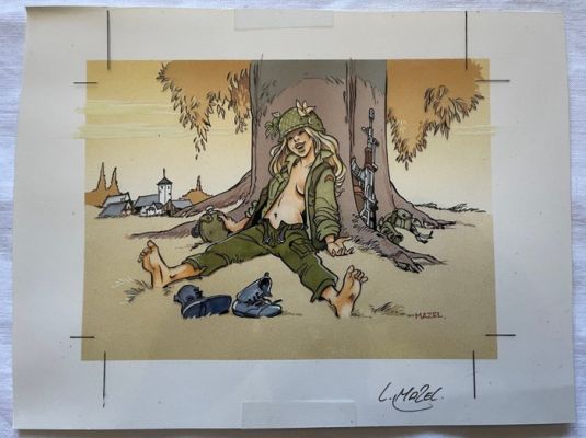 L. Mazel - 1 Original colour drawing - Militaria