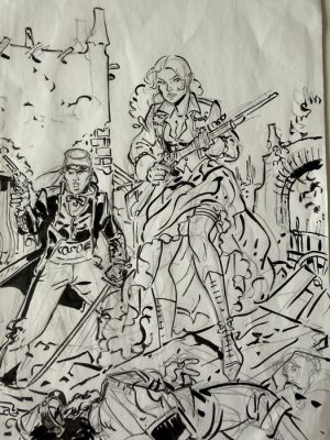 Meynet, Félix - 1 Original preliminary drawing - Sauvage T3 - Esmeralda - Projet de couverture | Catawiki