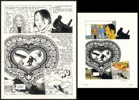 Cosey | Planche originale n°42 accompagnée de sa mise en couleurs - Yiyun | Daniel Maghen