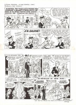 Dany | Planche originale - histoire du réveillon en 1 planche - Loterie Romande- Tribolo c’est rigolo - Olivier Rameau | Daniel Maghen