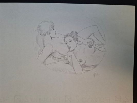 Leone Frollo - 1 Pencil drawing - Erotische illustratie - Amante | Catawiki