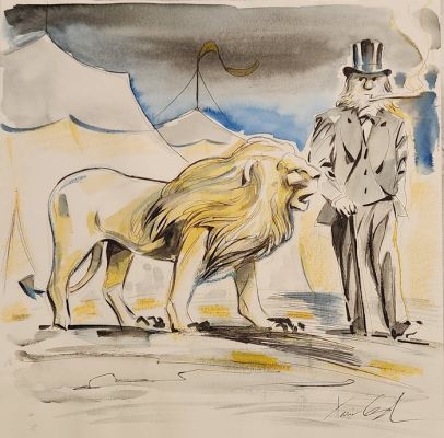 Coste, Xavier - 1 Original colour drawing - L’homme à la tête de lion | Catawiki