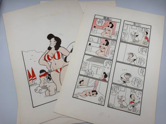 Keiji Murakami (むらかみけいじ) - 5 Original page - Keiji Murakami (むらかみけいじ) Original Hand-Drawn Manga Manuscript "Slit Sensei" 5-Page Set – Adult - 1985 | Catawiki