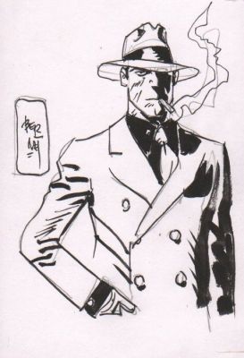 Jordi Bernet - 1 Original drawing - Torpedo 1936 - Torpedo with hat & cigarette | Catawiki