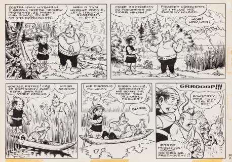 Janusz Christa (1934 - 2008) - Janusz Christa | "Kajko i Kokosz. Zamach na Milusia", plansza nr 30 A, około1977