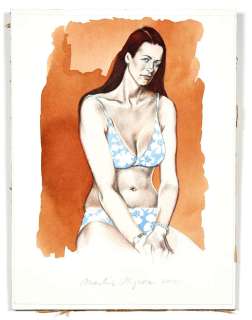  - Lot 92: Martin VEYRON  Né en 1950 Femme en maillot de bain Crayon et aquarelle sur papier contrecollé sur carton pour un dessin représ...
                                