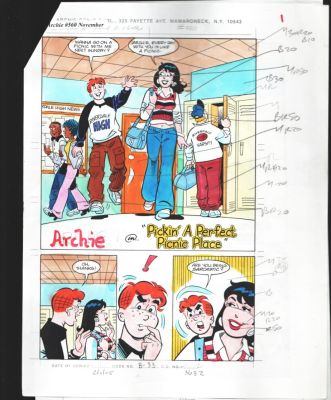 Archie Comics #560 Splash Page #6 Hand Painted Color Guide | DTA Collectibles