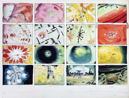 Moebius (Jean Giraud, 1938-2012). | Dune Encre de Chine et encres de couleur pour la Planche 3 du story board du film... | Coutau Bégarie