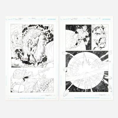 Lot 258 - Aaron Lopresti and Matt Ryan, Justice League: Generation Lost #1 Story Pages 17 and 18 Original Art (DC Comics, 2010) | Landry Pop Auctions