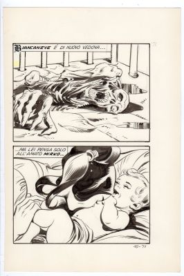 Leone Frollo | Tavola originale per Biancaneve 10. Cm. 16,5 x 25. Anno di esecuzione 1974. Pag. 71. | Art e Fumetto