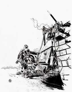 Paul Pope - Gi Joe Cobra World Order Prelude #1 Huge Cover (Snake Eyes Steps on a Destroyed G.I. Joe Tank!) Huge Image - 2015