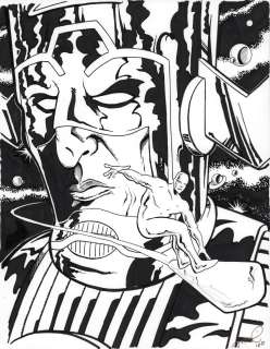Andy Fish - Galactus & Silver Surfer - Ink Commission - Signed