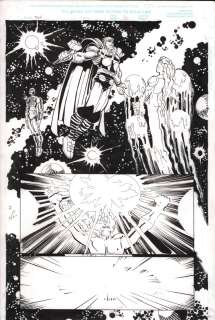 Dick Giordano, John Romita Jr. | Thor #23 P.20 - Thor, Machine Man, Firelord 1/2 Splash - Signed - 2000 | Anthony’s Comic Book Art