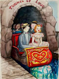 Barbara Shermund "Tunnel of Love" Gag Panel Illustration  Original Art (1953).... | Heritage