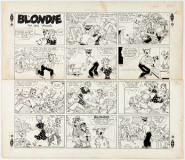 Chic Young and Jim Raymond (attributed) Blondie Sunday Comic Strip Original Art dated 12-29-... | Heritage