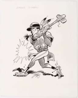Jack Davis Atlanta Braves Baseball Illustration Original Art (Hot Shots, c. 1988-1992). This Braves mascot is - | Heritage