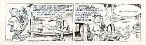 Walt Kelly Pogo Daily Comic Strip Original Art dated 3-25-67 (The Hall Syndicate, 1967). Mister Miggle suggests - | Heritage