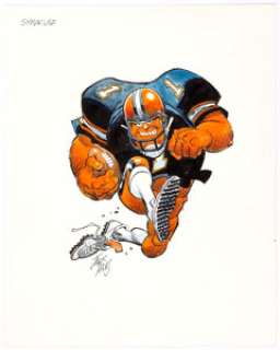 Jack Davis Syracuse Orange College Football Illustration Original Art (Hot Shots, circa 1990).  This charging - | Heritage