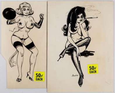 Eric Stanton and Lewis - Exotic Dancer Cartoon Illustrations Original Art Group of 2 (c. 1960s).... (Total: 2 Original Art) | Heritage