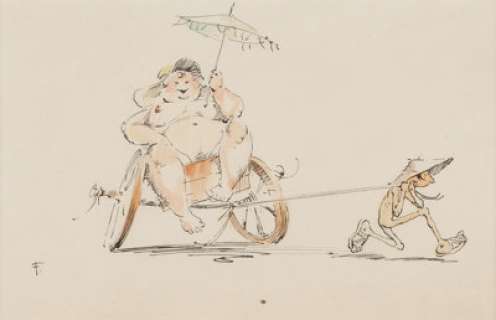 Frank Frazetta - Woman in Rickshaw Illustration Original Art (Bantam Books, 1978).... | Heritage