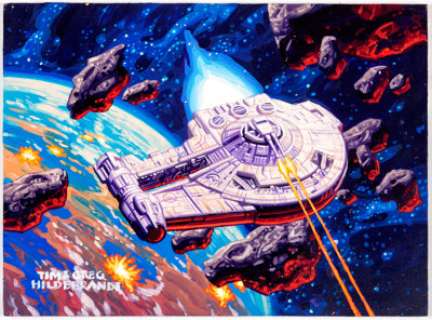 Tim and Greg Hildebrandt Star Wars: Shadows of the Empire Trading Card #84 "Outrider" Painting and Pre... (Total: 2 Original Art) | Heritage