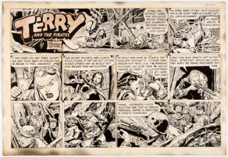  - George Wunder Terry and the Pirates Sunday Comic Strip Original Art dated 3-14-54 (News Syndicate Co. 1954)....