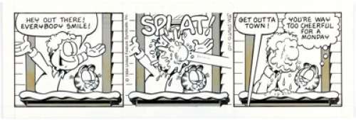 Jim Davis Garfield Daily Comic Strip Original Art dated 1-10-94 (PAWS/Universal Press Syndicate, 1994). Garfield - | Heritage