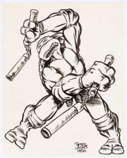 Peter Laird - Michelangelo (TMNT) Illustration Original Art (1986). Michelangelo from the Teenage Mutant Ninja - | Heritage