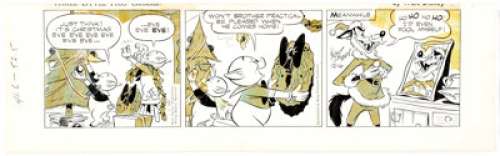 Floyd Gottfredson Three Little Pigs Christmas Daily Comic Strip Original Art dated 12-16-63 (King Features - | Heritage