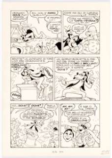 Romano Scarpa Topolino #1474 Story Page 25 Original Art (Egmont, 1984). Goofy is featured in almost every panel on - | Heritage