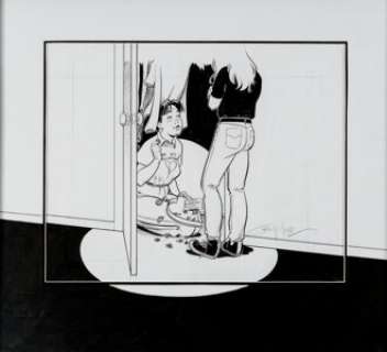 Terry Moore | Strangers in Paradise 1995 Calendar February Illustration Francine and Katchoo Original Art (Abstract Studios, 1995). | Heritage