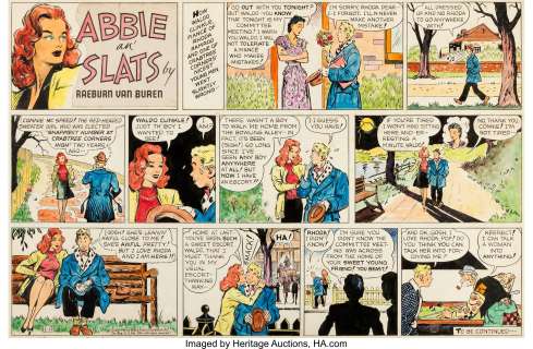 Raeburn Van Buren - Abbie an‘ Slats Sunday Comic Strip Original Art dated 5-13-45 (United Feature Syndicate, 1945).