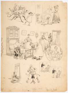 Frederick Burr Opper - Puck Editorial Cartoon Original Art (Keppler Publ., 1891).