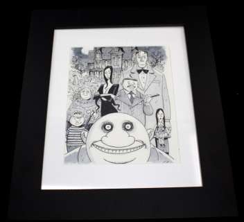 Guy Davis | The Addams Family with Full Background Framed Ink & Wash Commission | Anthony’s Comic Book Art