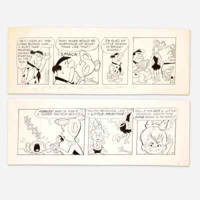 Lot 329 - Don Sherwood, Group of 2 Flintstones Daily Strips Original Art (Hanna-Barbera Productions, Inc., 1987) | Landry Pop Auctions