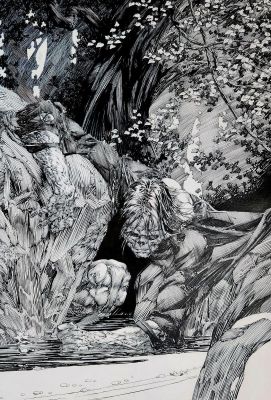 Joe Weems | JOE WEEMS BLUE LINE FRANKENSTEIN ARTWORK | Tri-State Original Art